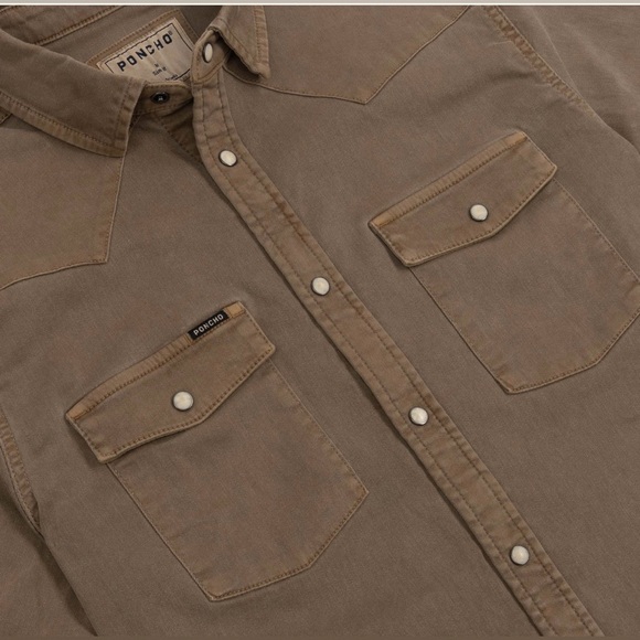 Poncho Men's Catulla Brown Denim Shirt size XXL - Picture 2 of 13